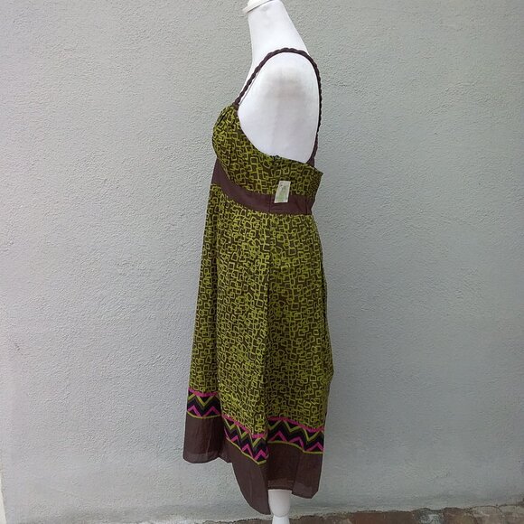 Anthropologie Donna Morgan Dress Women's Size 8 Green Printed Cotton NEW - Picture 5 of 7